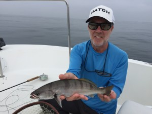 Although small, it is a White Seabass - Jon's first. 